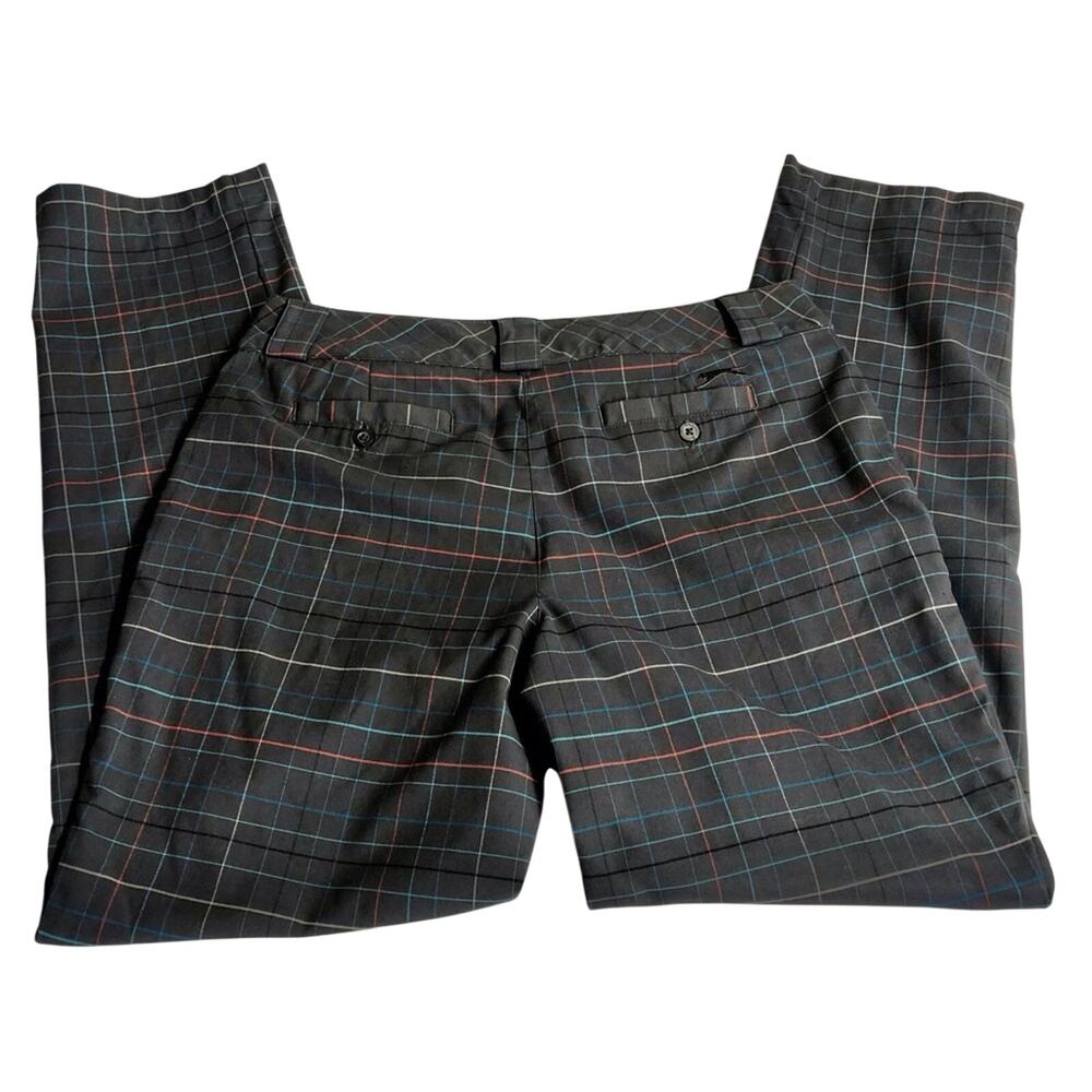 Slazenger Graphite Black Coral Turquoise Tan Plaid Activewear Pants with Pockets - Picture 14 of 16